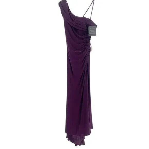 NWT Mac Duggal Eggplant Foldover Off The Shoulder Slit Gown Size 8 Style 26517 - Picture 5 of 8